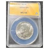 1976-S US KENNEDY HALF DOLLAR ANACS MS66