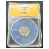 1960 US PROOF ROOSEVELT DIME ANACS PF67