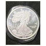 5 TROY OZ .999 FINE SILVER WALKING LIBERTY ROUND