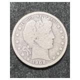 1908-O US BARBER HALF DOLLAR