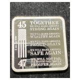 1 TROY OZ .999 FINE SILVER TRUMP TRAIN BAR