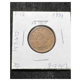 1851 US BRAIDED HAIR HALF CENT