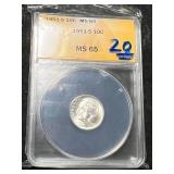 1951-S US ROOSEVELT DIME ANACS MS65