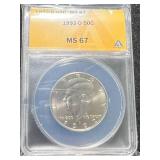 1992-D US KENNEDY HALF DOLLAR ANACS MS67