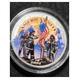 2001 AMERICAN HEROES COMMEM SILVER DOLLAR 1 TROY OZ .999 FINE SILVER