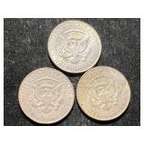 3 US 40% SILVER KENNEDY HALF DOLLARS ALL 1967