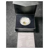 1 TROY OZ .999 FINE SILVER CALIFORNIA GOLD RUSH ROUND WITH 24K GOLD LEAF