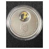 1 TROY OZ .999 FINE SILVER CALIFORNIA GOLD RUSH ROUND WITH 24K GOLD LEAF