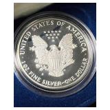 1986 PROOF AMERICAN SILVER EAGLE IN ORIGINAL MINT BOX