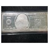 4 TROY OZ .999 FINE SILVER $100 BILL DESIGNED BAR