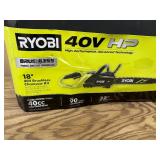 Ryobi 40V HP Brushless 18 in. Cordless Battery Powered Chainsaw Kit - 6.0 Ah Battery and Rapid Charger Included LIGHTly USED - MSRP $379
