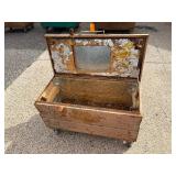 Knaack gang box / chest job site storage with gray metal box bolted to the lid L 42” x H 38” x D 19”