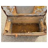 Knaack gang box / chest job site storage with gray metal box bolted to the lid L 42” x H 38” x D 19”