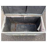 Gray job site storage box / chest with metal box bolted on lid L 43” x H 36” x D 21”