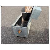 Gray job site storage box / chest with metal box bolted on lid L 43” x H 36” x D 21”