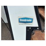 StoneBrooke White truck topper, pro series with roof racks, hatchback door and front window