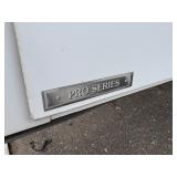 StoneBrooke White truck topper, pro series with roof racks, hatchback door and front window