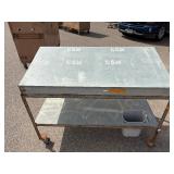 Metal Drafting table on wheels 60” w x 30 ½” d x 45 ½” t