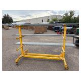 Mobile 3-level cantilever double sided rack 120 ¼”l. x 48” w x 68 ½” t