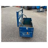 Blue Job Site Chest on wheels, 48”w  x 30” d x 31”