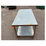Metal rolling work table 60 ½” l x 30” w x 32 ½”