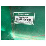 Greenlee Job site storage slant top box  L 49” x H 56 ½” x D 30 ½”
