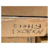 Boxes of Assorted filters: Air Handler 14x20x1, NaturalAire 20x25x1, 16x20x2, 16x24x2, Glasfloss15x18x1