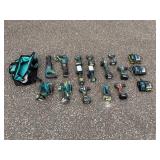 Makita Tools: (2) ReciprocatingSaws (2) BandSaws (3) Drills (2) Flashlights, (3) DC18RC Lithium chargers