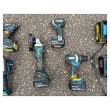 Makita Tools: (2) ReciprocatingSaws (2) BandSaws (3) Drills (2) Flashlights, (3) DC18RC Lithium chargers