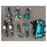 Makita Tools: (2) ReciprocatingSaws (2) BandSaws (3) Drills (2) Flashlights, (3) DC18RC Lithium chargers