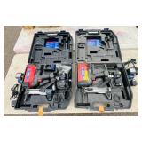 (2) Powers Trak-It C3 Gas Fastening tool in cases; Battery and charger Both power up