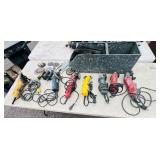 7 corded tools: Bosch angle grinders, Milwaukee angle grinder &  Dewalt right angle drill & angle grinder