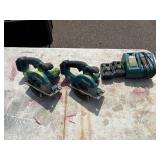 (2) Makita XSC01 handheld circular saws with 2 18V 3.0 AH batteries & a DC18RA charger.