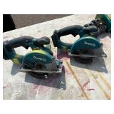 (2) Makita XSC01 handheld circular saws with 2 18V 3.0 AH batteries & a DC18RA charger.