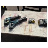 (2) Makita handheld sawzals XRJ05 with 2 18V  3.0 AH batteries & a DC18RC charger