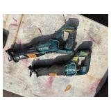 (2) Makita handheld sawzals XRJ05 with 2 18V  3.0 AH batteries & a DC18RC charger