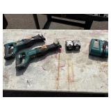 (2) Makita handheld sawzals XRJ0 and BJR182  Reciprocating Sawzal with (2) 18V  3.0 AH batteries & a DC18RC charger