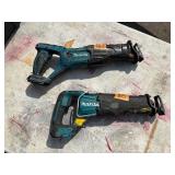 (2) Makita handheld sawzals XRJ05 and BJR182  Reciprocating Sawzal with (2) 18V  3.0 AH batteries & a DC18RC charger