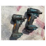 (2) Makita impact drivers with (2) 18V batteries & a DC18RC charger