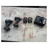 (2) Makita impact drivers XDT08 with (2) 18V batteries & a DC18RC charger