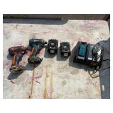 (2) Makita impact drivers with (2) 18V 3.0AH batteries & a DC18RC charger