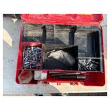 Hilti DX600N concrete nail gun with safety boosters, concrete nails and anchors, in a case