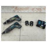 (2) Makita rotary hammer drills: XRH04 and BHR241 with (2) 18V 3.0AH batteries & a DC18RC charger