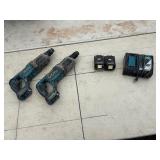 (2) Makita cordless rotary hammer drills: XRH04 with (2) 18V 3.0AH batteries & a DC18RC charger
