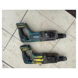 (2) Makita cordless rotary hammer drills: XRH04 with (2) 18V 3.0AH batteries & a DC18RC charger