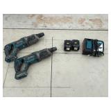 (2) Makita cordless rotary hammer drills: XRH04 with (2) 18V 3.0AH batteries & a DC18RC charger
