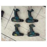 (4) Makita rotary hammer  drills:  three XPH01, one LXPH01. Includes DC18RC chargers and18V batteries