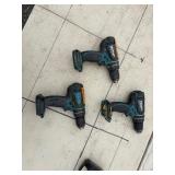 (3) Makita rotary hammer driver drills:  one XPH01, two LXPH01. Includes two chargers and four batteries.