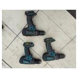 (3) Makita rotary hammer driver drills:  one XPH01, two LXPH01. Includes two chargers and four batteries.
