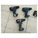 (3) Makita rotary hammer driver drills: XPH01, LXPH01, XPH12 Includes two chargers three 18V batteries